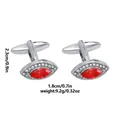 Eye-shaped silver cufflinks for men with red marquise zircon and sparkling small stones - Red (B1452-RE)