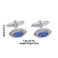 Blue eye-shaped cufflinks with zircon stones and dimensions 2.3cm by 1.8cm - Blue (B1452-BLU)