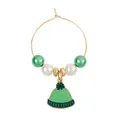 Christmas snowman wine glass ring with green knitted hat charm and white pearls - Knitted Woolen Hat Pendant (Z1312-23)