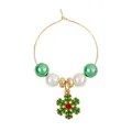 Christmas snowman wine glass charm with green snowflake pendant and pearls - Red Rhinestone Green Snowflake (Z1312-24)
