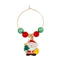 Christmas wine glass marker with golden ring, festive beads and Santa Claus enamel charm - Colorful Enamel Santa Claus (Z1312-25)