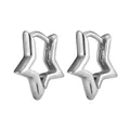 Polierte silberne Creolen in Sternform mit einem minimalistischen hohlen Design - Silberne Stern Stil (J1673-8)