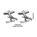 Polished silver airplane cufflinks for men made of durable high-quality alloy metal - Skiing (B1454-2)