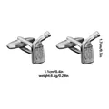 Polished silver golf club cufflinks for men with detailed engraving and dimensions - Golf Club (B1454-3)