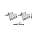 Silver musical piano cufflinks for men's shirts featuring white enamel detailing - Piano Style (B1457-5)