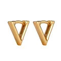Detailansicht polierter goldener geometrischer V-Ohrringe mit glänzendem Hochglanz-Finish - Goldene V-Form Stil (J1673-11)