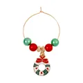 Christmas wine glass charm with green and red beads and a holiday wreath enamel pendant - Round Enamel Wreath Pendant (Z1312-28)