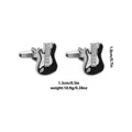 Silver and black electric guitar cufflinks for men's shirts featuring enamel details - Black Guitar Style (B1457-6)