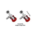 Creative red and black electric guitar enamel cufflinks for men's French shirts - Red Guitar Style (B1457-7)