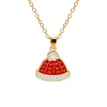 Christmas hat necklace with red enamel pendant on golden chain for festive holidays - Red Christmas Hat Style (A3048-29-RE) / Gold