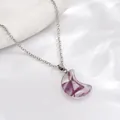 Macro shot of crescent moon pendant with purple textures and elegant silver chain - Purple Pink Fluid Crescent (A3062-7)
