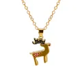 Christmas reindeer necklace in gold finish with festive red dots and black antlers - Golden Reindeer Style (A3048-31-BR) / Gold