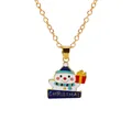 Christmas snowman pendant necklace with colorful enamel finish and golden O-chain - Blue Snowman Style (A3048-32-BLU) / Gold