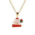 Golden Christmas snowman necklace featuring a red hat and festive enamel pendant charm - Classic Red Snowman (A3048-32-RE) / Gold
