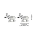 Silver elephant cufflinks for men with detailed dimensions and 12.3g weight measurement - Elephant Shape (B1453-1)