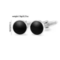 Detail view of round cufflinks showing 1.1cm diameter and 7.8g weight specifications - 1.1cm Diameter / Solid Black