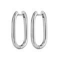 Minimalistische silberne ovale Herz-Ohrringe mit polierter Metalloberfläche - Silberne U-Form Stil (J1673-2)