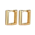 Minimalistische goldene rechteckige Creolen mit Hochglanz-Finish und Klickverschluss - Goldene Quadratische Stil (J1673-3)