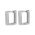 Minimalistische silberfarbene geometrische rechteckige Creolen mit poliertem Finish - Silberne Quadratische Stil (J1673-4)