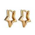 Minimalistische goldene Stern-Creolen mit polierter Metalloberfläche für Damen - Goldene Stern Stil (J1673-7)
