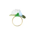 Christmas napkin ring featuring gold band with white and light blue faux flowers - Light Blue and White Floral Style (Z1320-1)