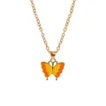 Golden chain necklace with vibrant orange and yellow enamel butterfly pendant - A3054-YEOR (Yellow Orange Butterfly)