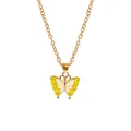 Golden butterfly necklace with yellow and cream enamel detailing and fine gold chain - A3054-BEYE (Beige Yellow Butterfly)
