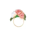 Eleganter Serviettenring mit weißen und rosa Dahlien und goldenem Metallband für die Deko - Orange und Weiß Zweifarbig Stil (Z1320-6)