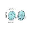 Oval silver cufflinks with light blue turquoise stone inlay for men's business shirts - Oval / Light Blue Turquoise Texture