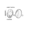 Oval silver cufflinks for men featuring black marble stone inlay and polished metal finish - Oval / White Stone Marble Texture