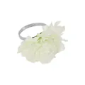 Servilletero plateado con elegante flor artificial verde claro para mesa de banquete - Flor Verde Claro Y Blanco (Z1322-2)