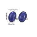 French style oval blue patterned cufflinks with silver base and black veined texture - Oval / Net Texture Blue