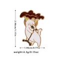 Épinglette en émail dessin animé avec chat blanc chantant et motif de champignon - Style de Chat Nuage Brun Tenant un Micro (C2268)
