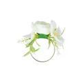 Eleganter Serviettenring mit weißen Rosen Lilien und goldenem Ring für Festtafeln - Weiße Rose und Lilie Stil (Z1320-14)