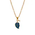 Minimalist gold chain necklace with a deep blue leaf pendant for casual fashion wear - Blue (A3053-BLU)