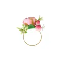 Serviettenring mit rosa Rose und goldenen Beeren für festliche Tischdekorationen - Rosa Rose und Rote Beere Stil (Z1320-17)