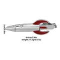 Silver rocket metal tie clip for men featuring red enamel accents and precise dimensions - T1059 Aircraft