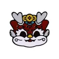 Épingle en émail dragon chinois festif rouge et blanc avec détail de pièce d'or - Style Pièce de Tête de Dragon Dessin Animé (C2391-2)