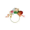 Serviettenring mit goldenem Metallring, roten Beeren und rustikalen Jute-Details - Orange Blume und Leinen-Rose Stil (Z1320-23)