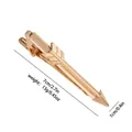 Polished gold arrow-shaped tie clip for men featuring detailed feather engraving - Gold Arrow Tie Clip (T1060)