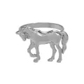 Servilletero de metal plateado con forma de caballo y detalles musculares tallados - Forma de Caballo (Z1324-3) / Plateado