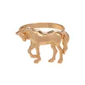 Servilletero de caballo dorado pulido con una escultura detallada de silueta de animal - Forma de Caballo (Z1324-3) / Dorado