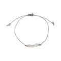 Detailed view of handmade woven rope bracelet with natural irregular crystal stones - June-Moonstone Style (G1383-6)