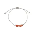 Detail of handmade braided cord bracelet featuring irregular reddish natural stone beads - July-Red Agate Style (G1383-7)