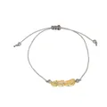 Close-up of adjustable grey cord bracelet with irregular natural yellow raw stones - November-Citrine Style (G1383-11)