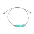 Handmade woven bracelet featuring irregular turquoise stones and adjustable grey cord - December-Turquoise Style (G1383-12)