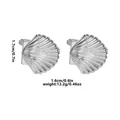Elegant silver shell-shaped cufflinks with radial texture and detailed size dimensions - Shell Shape Style (B1475)