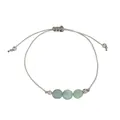 Handmade woven cord bracelet with light blue natural stones and adjustable silver beads - May-Amazonite Style (G1383-5)