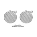 Mens round silver cufflinks with classic diamond pattern engraving in 1.7cm size - Rhombic Pattern Round Style (B1477)