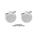 Polished silver cufflinks with textured weave center, 1.7cm diameter and 12.8g weight - Woven Texture Round Style (B1478)